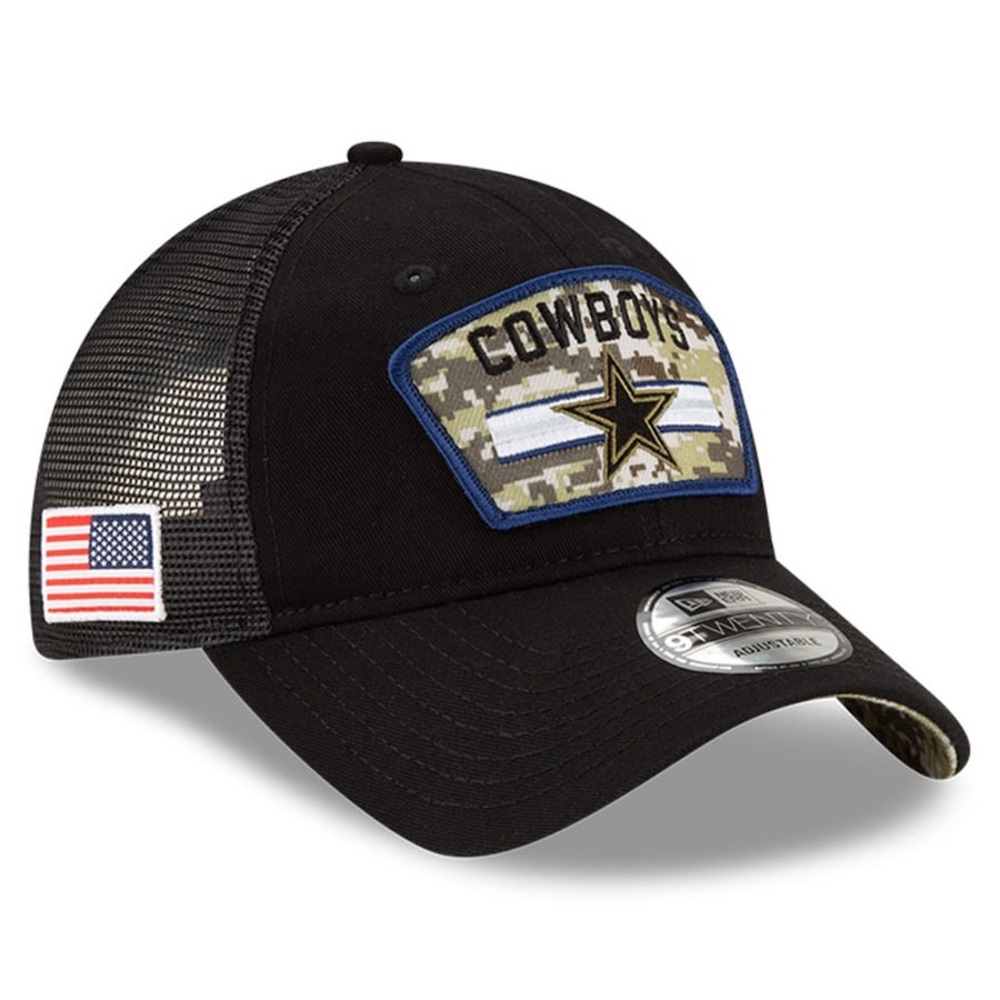 Dallas Cowboys New Era 2021 Salute to Service 9Twenty Adjustable Hat Cap Black